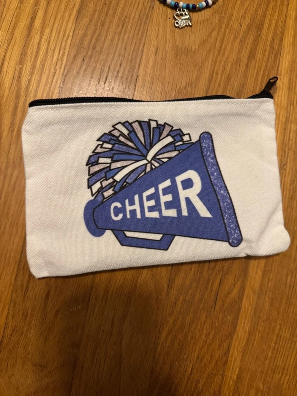 Blue and White Cheer Hair Bows with Cheer Pouch - Kids Accessories